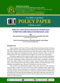 Image of PERLUNYA PENYUSUNAN KHAZANAH TRADISI LISAN
DI PROVINSI JAMBI SEBAGAI MATERI BAHAN AJAR