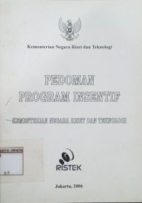 Image of Pedoman Program Insentif; Kementerian Negara Riset dan Teknologi