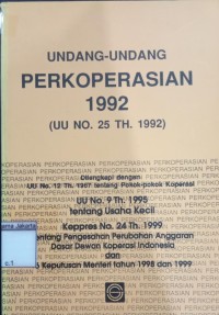 Image of Undang-Undang Perkoperasian 1992: (UU No.25 th.1992)